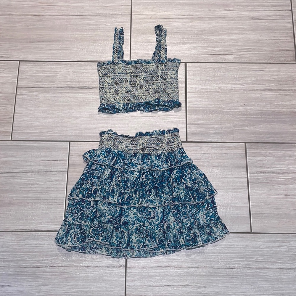 Free People Summer Floral Crop Top and Skirt Set Sz S